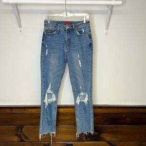 Signature 8 Distressed Straight Leg Jeans- M